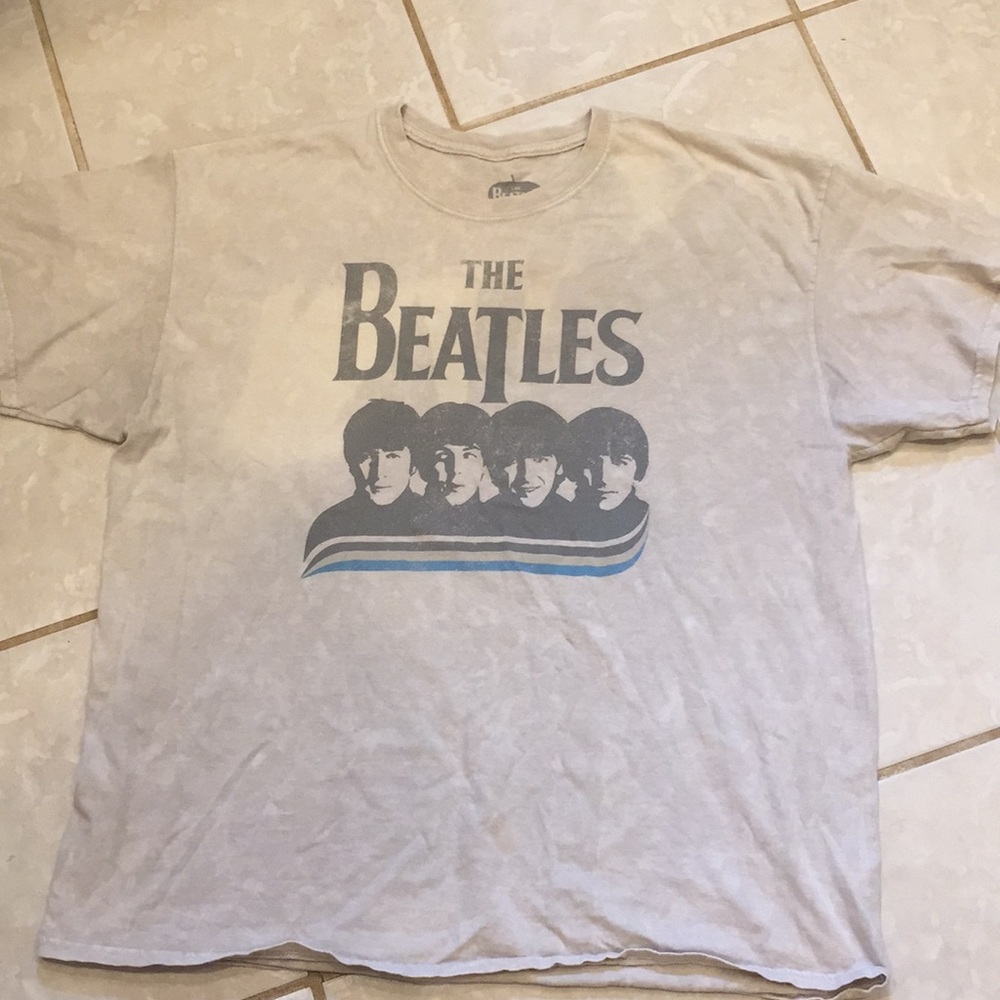 THE BEATLES Band T-shirt, Men's M size cotton Beige type Vintage Second Hand